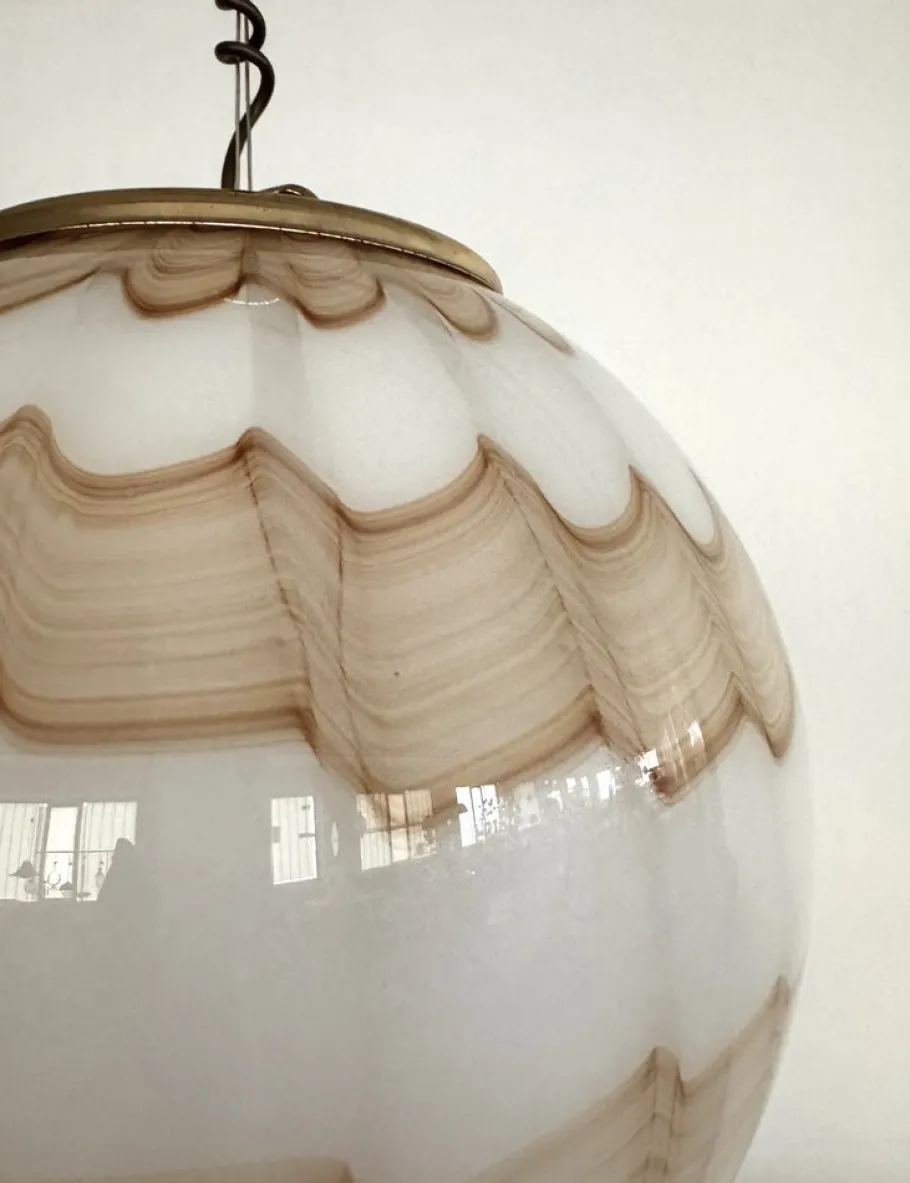 Sale Pamono Mid-Century Italian Murano Glass Globe Pendant with Golden Details, 1970s