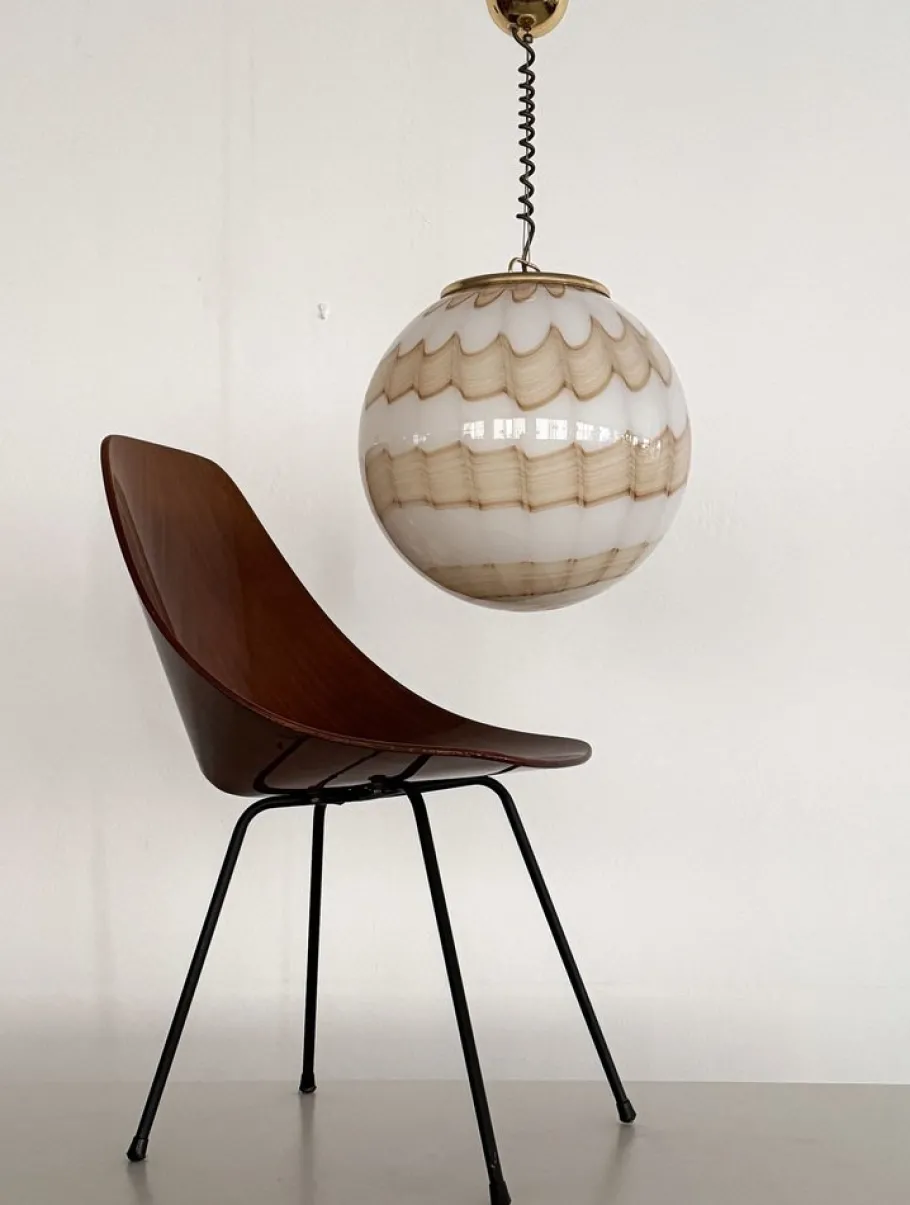 Sale Pamono Mid-Century Italian Murano Glass Globe Pendant with Golden Details, 1970s