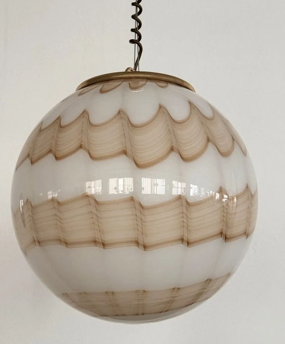 Sale Pamono Mid-Century Italian Murano Glass Globe Pendant with Golden Details, 1970s