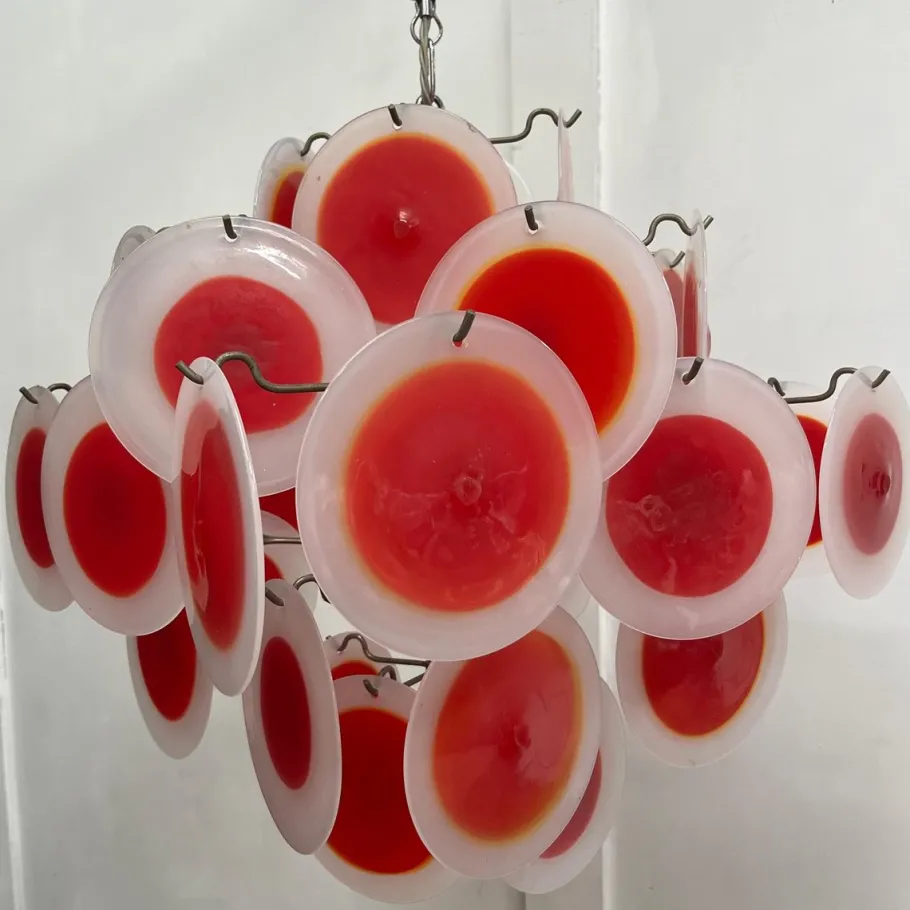 Best Pamono Mid-Century Italian Murano Glass Disc Chandelier, 1960s