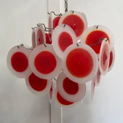 Best Pamono Mid-Century Italian Murano Glass Disc Chandelier, 1960s