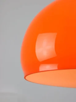 Clearance Pamono Mid-Century Italian Orange Glass and Brass Pendant Lamp