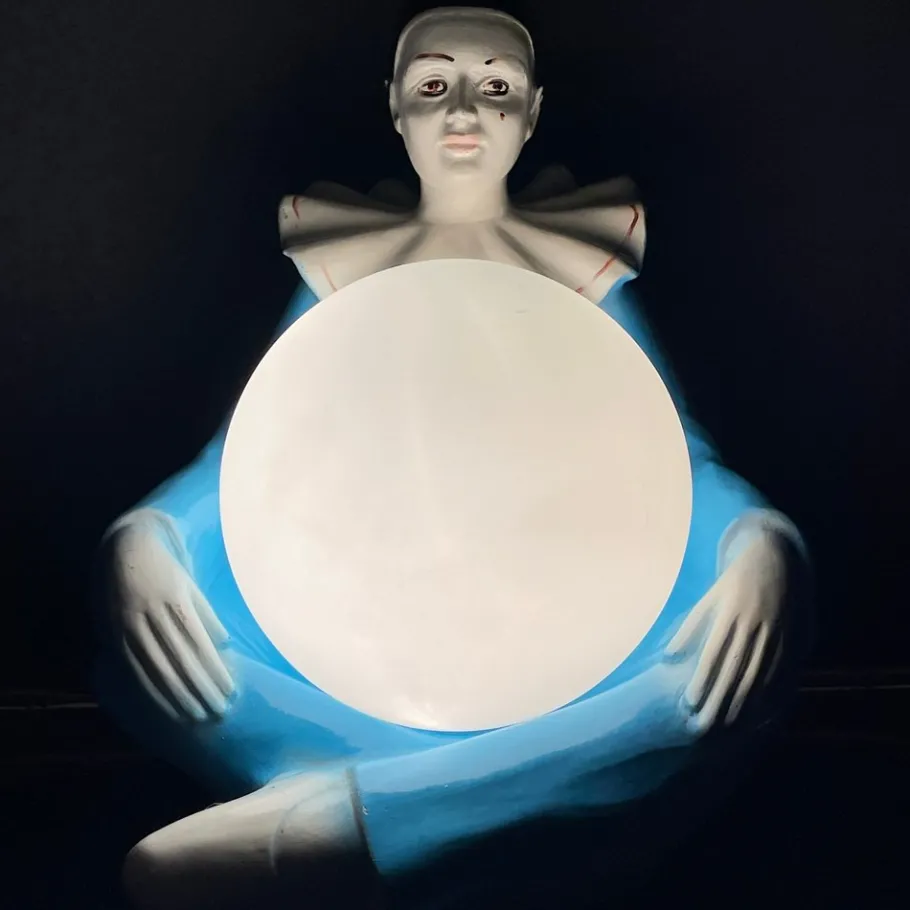 Outlet Pamono Mid-Century Italian Pierrot Table Lamp in Blue Ceramic, 1960s