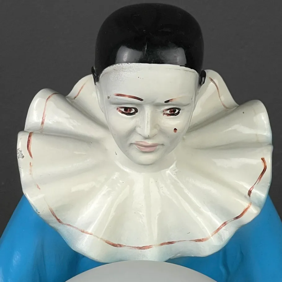 Outlet Pamono Mid-Century Italian Pierrot Table Lamp in Blue Ceramic, 1960s