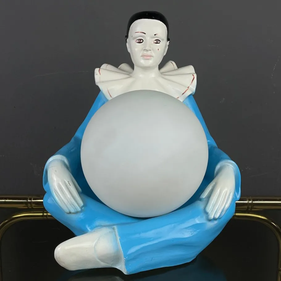 Outlet Pamono Mid-Century Italian Pierrot Table Lamp in Blue Ceramic, 1960s