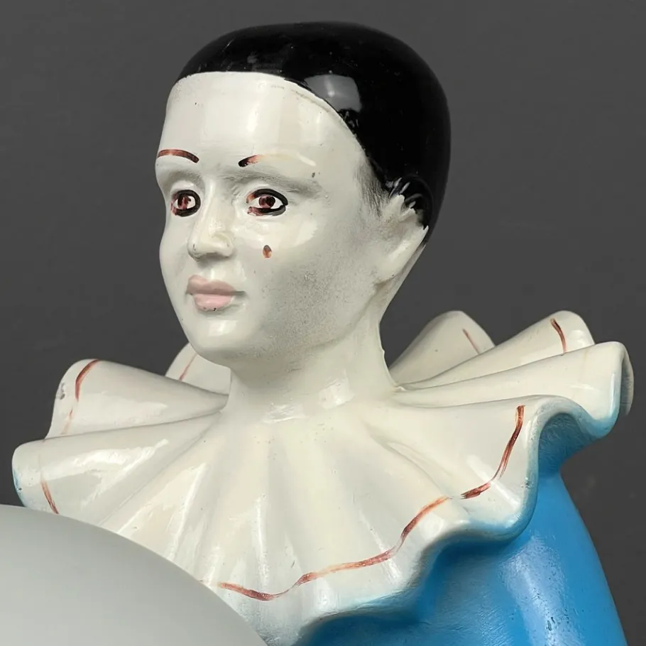 Outlet Pamono Mid-Century Italian Pierrot Table Lamp in Blue Ceramic, 1960s