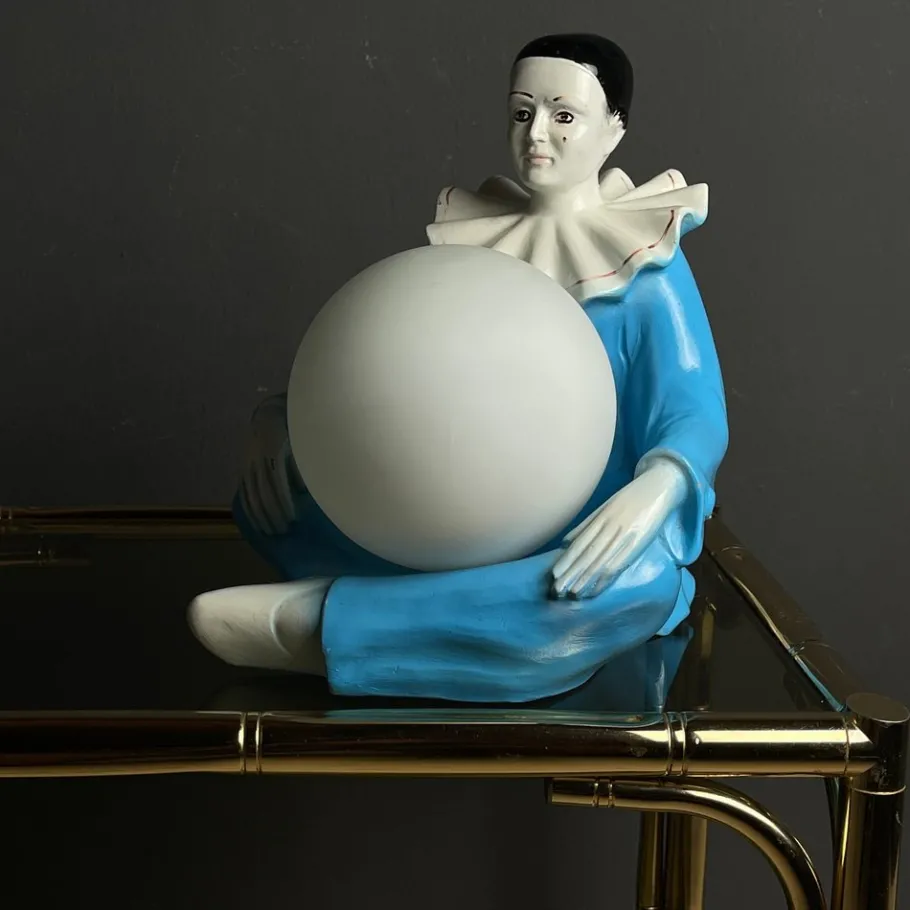 Outlet Pamono Mid-Century Italian Pierrot Table Lamp in Blue Ceramic, 1960s