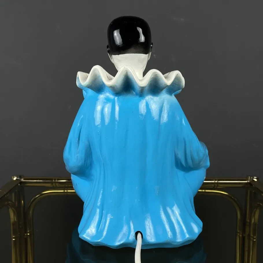 Outlet Pamono Mid-Century Italian Pierrot Table Lamp in Blue Ceramic, 1960s