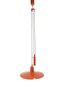 Hot Pamono Mid-Century Italian Red Metal Counterweight Hanging Lamp attributed to Stilnovo, 1960s