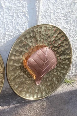 Discount Pamono Mid-Century Italian Round Wall Brass & Copper Sconces, 1970s, Set of 2