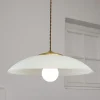 Hot Pamono Mid-Century Italian Saucer Glass and Brass Pendant Lamp