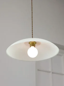 Hot Pamono Mid-Century Italian Saucer Glass and Brass Pendant Lamp