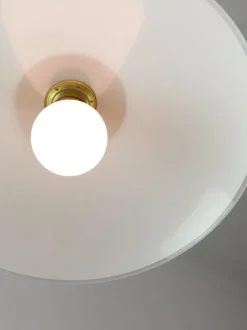 Hot Pamono Mid-Century Italian Saucer Glass and Brass Pendant Lamp