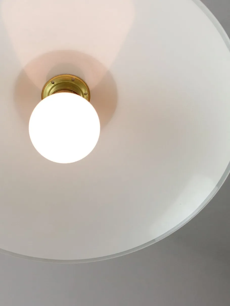 Hot Pamono Mid-Century Italian Saucer Glass and Brass Pendant Lamp