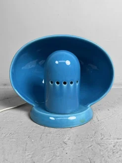 Pamono Mid-Century Italian SC3 Blue Ceramic Lamp by Marcello Cuneo, 1960s