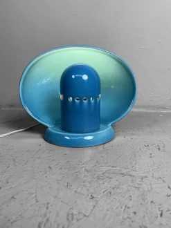 Pamono Mid-Century Italian SC3 Blue Ceramic Lamp by Marcello Cuneo, 1960s
