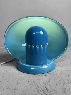 Pamono Mid-Century Italian SC3 Blue Ceramic Lamp by Marcello Cuneo, 1960s
