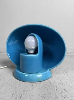 Pamono Mid-Century Italian SC3 Blue Ceramic Lamp by Marcello Cuneo, 1960s