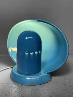 Pamono Mid-Century Italian SC3 Blue Ceramic Lamp by Marcello Cuneo, 1960s