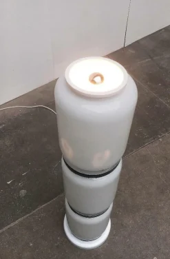 Pamono Mid-Century Italian Space Age Glass Floor Lamp, 1960s