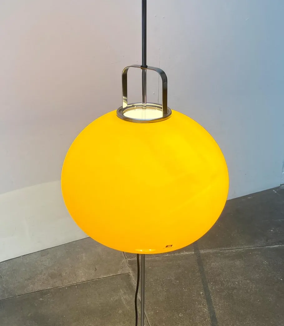 New Pamono Mid-Century Italian Space Age Yellow Lucerna Floor Lamp from Guzzini, 1960s