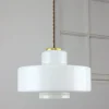 New Pamono Mid-Century Italian White Glass and Brass Pendant Lamp