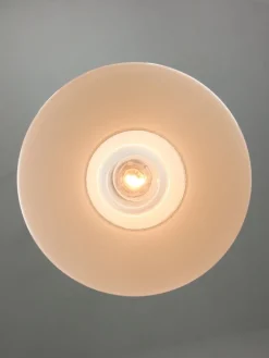 New Pamono Mid-Century Italian White Glass and Brass Pendant Lamp