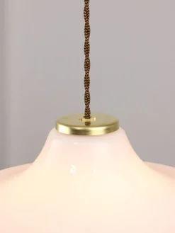 Best Pamono Mid-Century Italian White Glass & Brass Pendant Lamp