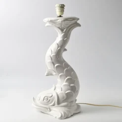 Outlet Pamono Mid-Century Italian White Ceramic Dolphin Table Lamp, 1970s