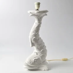 Outlet Pamono Mid-Century Italian White Ceramic Dolphin Table Lamp, 1970s