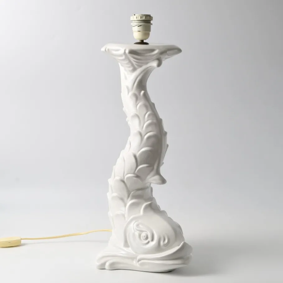 Outlet Pamono Mid-Century Italian White Ceramic Dolphin Table Lamp, 1970s