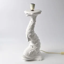 Outlet Pamono Mid-Century Italian White Ceramic Dolphin Table Lamp, 1970s