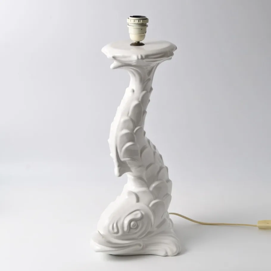 Outlet Pamono Mid-Century Italian White Ceramic Dolphin Table Lamp, 1970s
