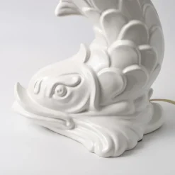 Outlet Pamono Mid-Century Italian White Ceramic Dolphin Table Lamp, 1970s