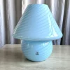 Pamono Mid-Century Large Baby Blue Swirl Murano Glass Mushroom Table Lamp from Vetri Murano, 1970s