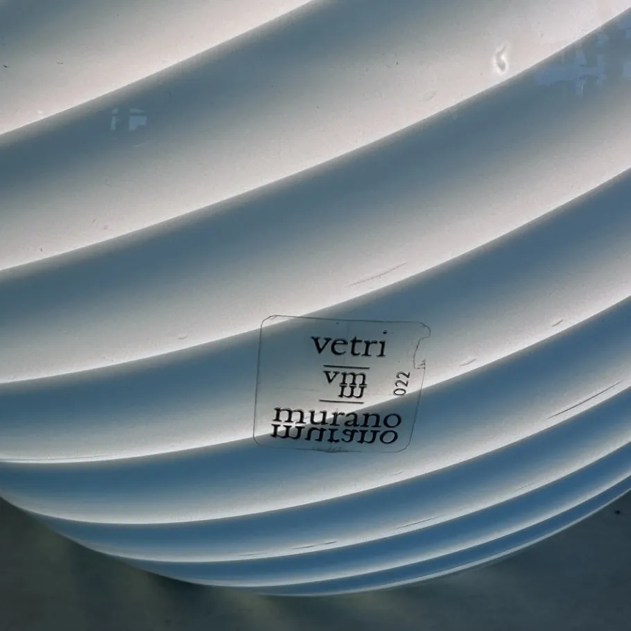 Pamono Mid-Century Large Baby Blue Swirl Murano Glass Mushroom Table Lamp from Vetri Murano, 1970s