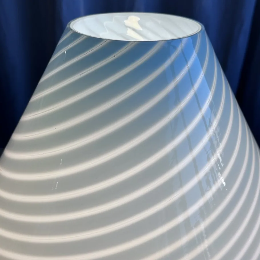 Pamono Mid-Century Large Baby Blue Swirl Murano Glass Mushroom Table Lamp from Vetri Murano, 1970s