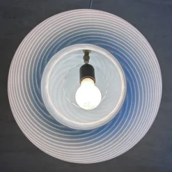 Pamono Mid-Century Large Baby Blue Swirl Murano Glass Mushroom Table Lamp from Vetri Murano, 1970s