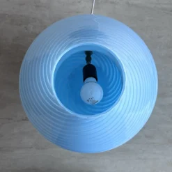 Pamono Mid-Century Large Baby Blue Swirl Murano Glass Mushroom Table Lamp from Vetri Murano, 1970s