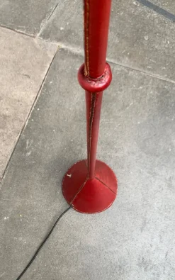 New Pamono Mid-Century Leather Floor Lamp by Jacques Adnet for Valenti, Spain, 1960s