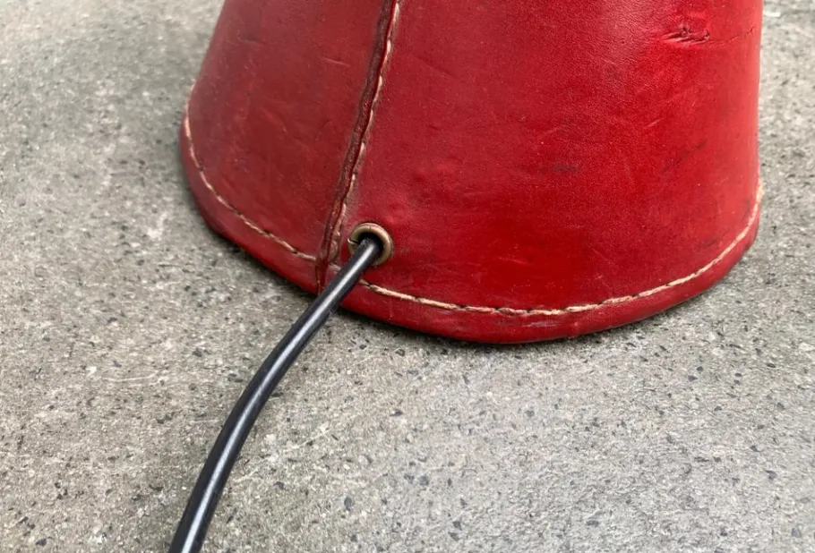 New Pamono Mid-Century Leather Floor Lamp by Jacques Adnet for Valenti, Spain, 1960s