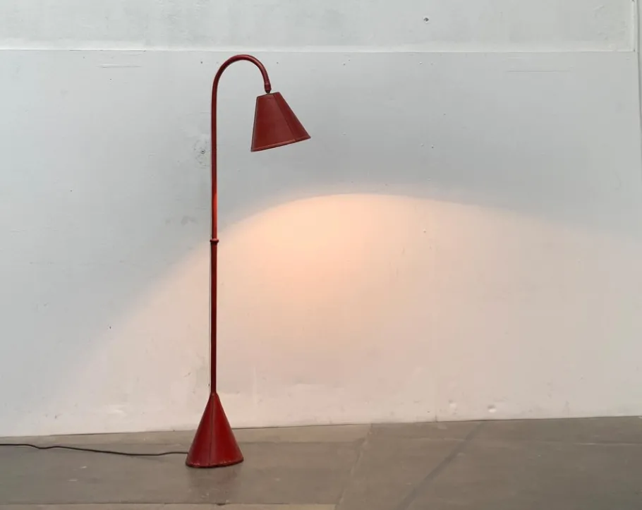 New Pamono Mid-Century Leather Floor Lamp by Jacques Adnet for Valenti, Spain, 1960s