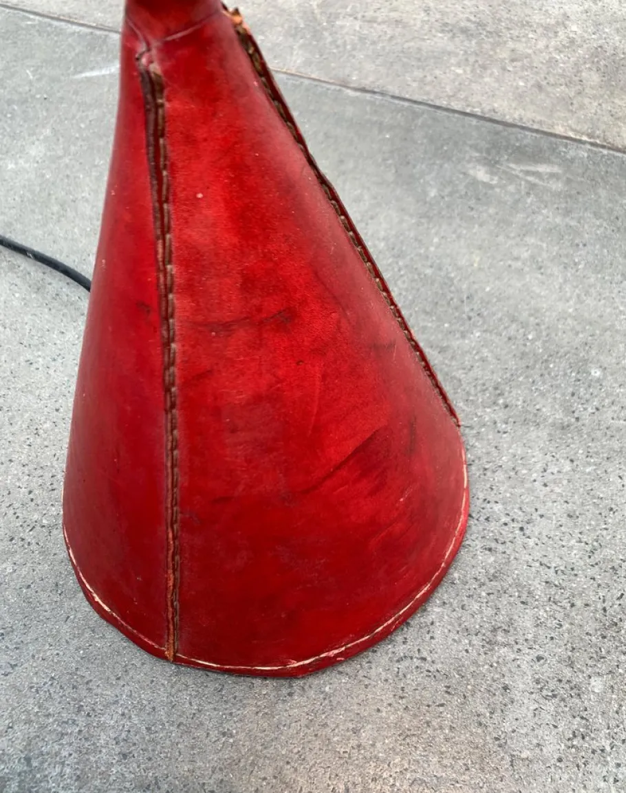 New Pamono Mid-Century Leather Floor Lamp by Jacques Adnet for Valenti, Spain, 1960s