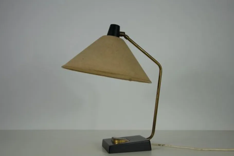 New Pamono Mid-Century Metal and Fabric Shade Table Lamp from Temde, 1960s