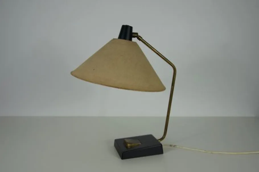 New Pamono Mid-Century Metal and Fabric Shade Table Lamp from Temde, 1960s