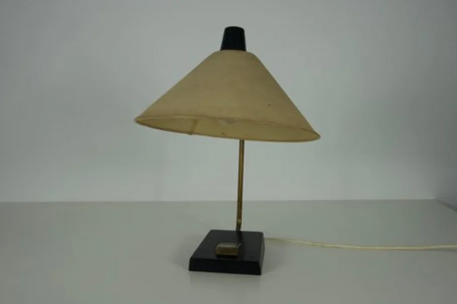 New Pamono Mid-Century Metal and Fabric Shade Table Lamp from Temde, 1960s