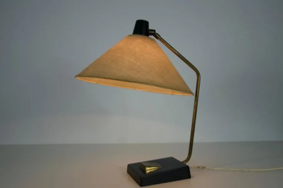New Pamono Mid-Century Metal and Fabric Shade Table Lamp from Temde, 1960s
