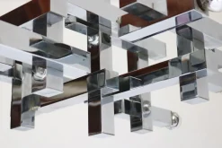 Clearance Pamono Mid-Century Metric Chandelier in Chrome by Gaetano Sciolari, 1960s