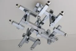 Clearance Pamono Mid-Century Metric Chandelier in Chrome by Gaetano Sciolari, 1960s