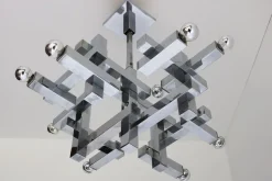 Clearance Pamono Mid-Century Metric Chandelier in Chrome by Gaetano Sciolari, 1960s